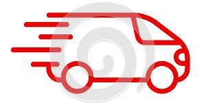 Fast shipping delivery truck, fast shipping service - vector photo